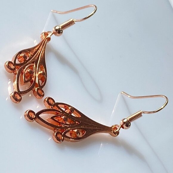❤️ Copper Leaf Drop Earrings - Picture 6 of 10